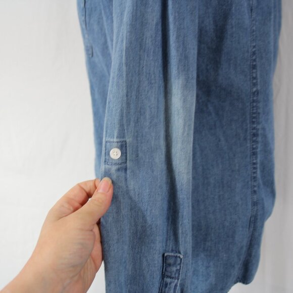 Talbots Denim Button Up Long Sleeve Shirt Size 6p Blue Pockets Collared - Picture 10 of 10
